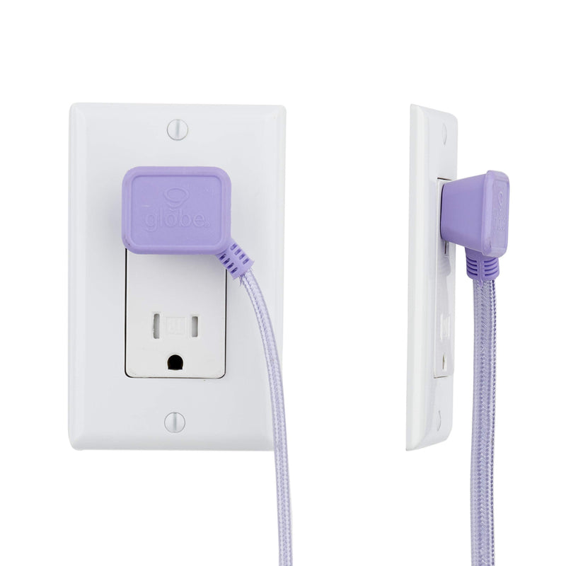 [Australia - AusPower] - Globe Electric 22892 Designer Series 9-ft Fabric Extension Cord, 3 Polarized Outlets, Right Angle Plug, 125 Volts, Metallic Purple 