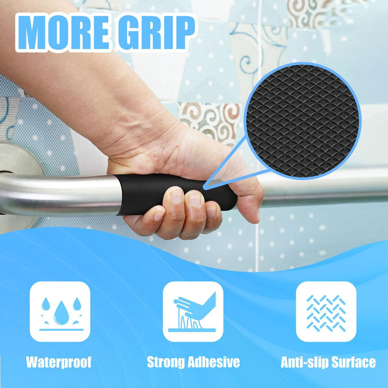 [Australia - AusPower] - Rubber Grip Tape, Ultra-Thin Strong Adhesive Anti-Slip Waterproof Heat Resistant Wear-Resistant Cushion Pad, Making Handles or Contact Surfaces Safer, with Grip and Comfort (Black, 2In x 10Ft) Black 