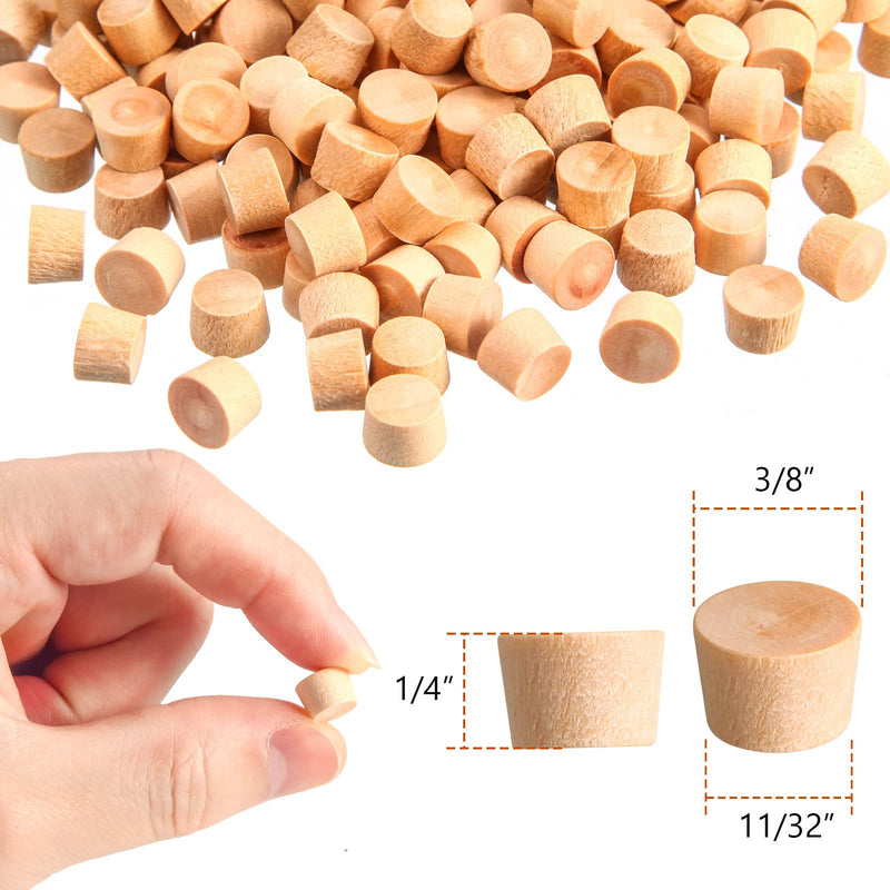 [Australia - AusPower] - 200 Pieces Flat Head Wood Plugs Screw Hole Plugs 3/8 inch Screw Plug Wooden Button Plugs Hole Plugs Wood Caps Wood Screw Covers Wooden Screw Plugs(200, 3/8 Inch) 200 