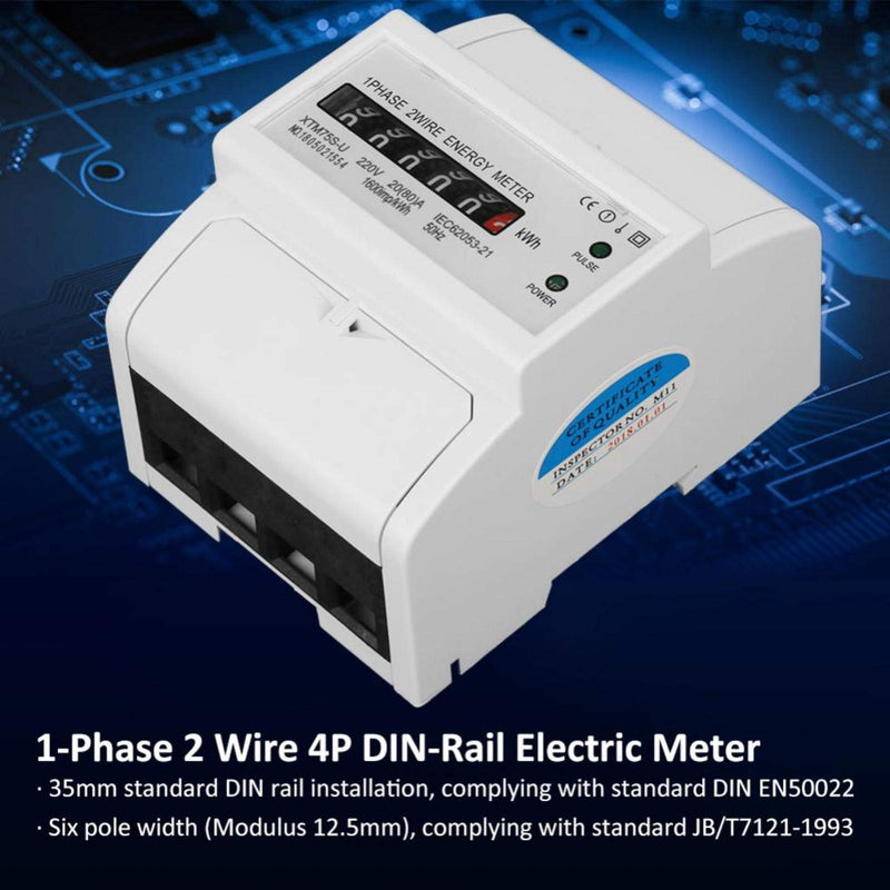 [Australia - AusPower] - Meter 220v Digital 1-Phase 2 Wire 4p Din-Rail Electric Meter Electronic Kwh Meter(20(80)A) for kwh meter 1 fase analog kwh meter 80 amp kwh meter electric consumption metre digital kwh meter 100 digit 