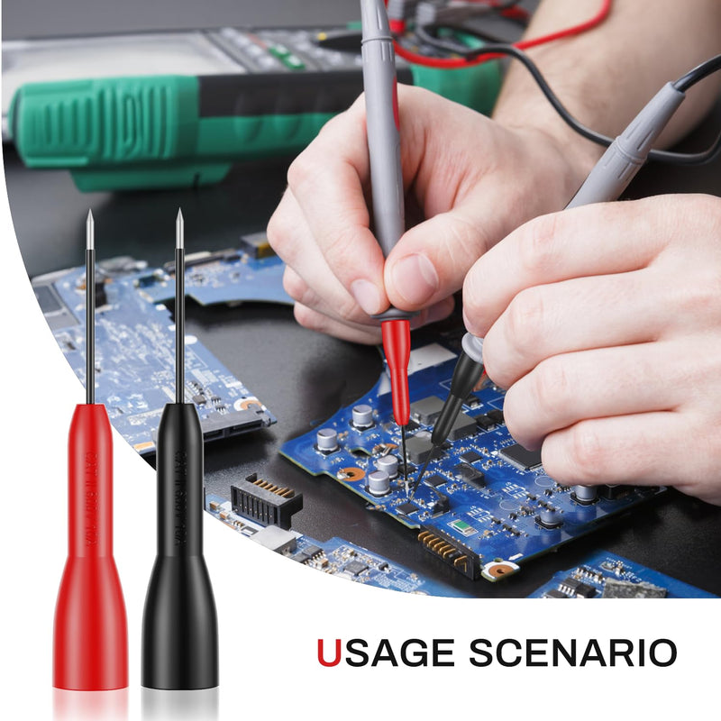 [Australia - AusPower] - 4 Pack 2mm Extended Needle Test Probes, 600v/10a Non-Destructive Multimeter Test Probe for Leads Tl71 Tl75,Multimeter Needle Probes 