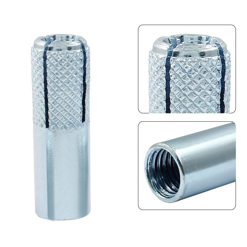 [Australia - AusPower] - 4pcs 1/2 Inch Drop in Anchors M12 Zinc Plated Carbon Steel Concrete Knurled Internal Forced Expansion Screw Bolts for Home and Construction 4 1/2" 