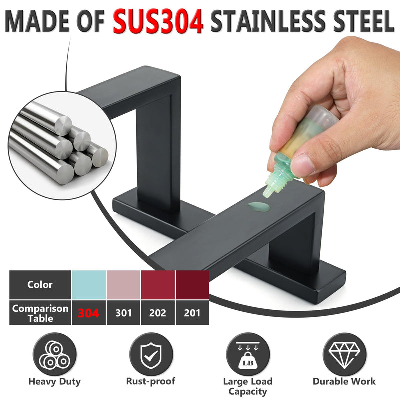 Alise 16 Inch Double Towel Bars for Bathroom Wall Mount,Bathroom Towel Holder Double Towel Racks for Bathroom Lavatory,SUS304 Stainless Steel Towel Rail Towel Hanger for Walls,Matte Black 16-Inch(2-Bars) Matte Black