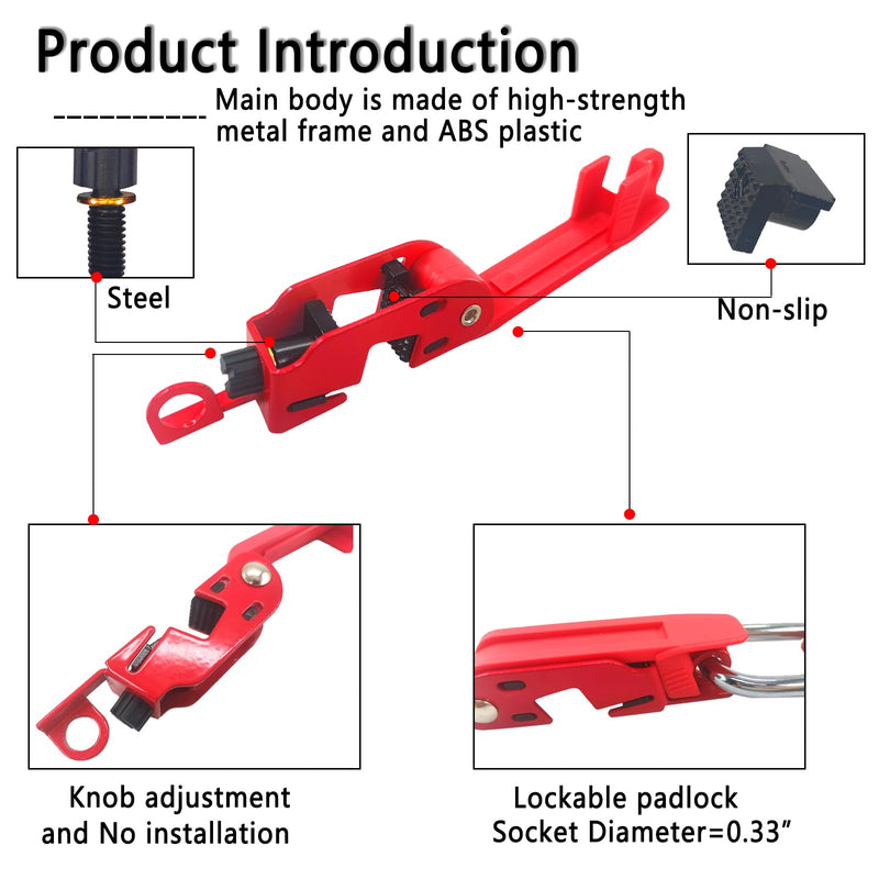 [Australia - AusPower] - Circuit Breaker Lockout,Red Electrical Box Circuit Breaker Lockout,Tagout Breaker Box Lock for 110-240v Standard Single and Double Toggles,OSHA Compliant (1 set with lock) 1 set with lock 