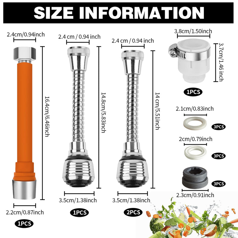 [Australia - AusPower] - Tap Hose Aerator, Aerator for Taps with Hose, 360 Degree Swivel Tap Aerator, Flexible Tap Aerator, Aerator Tap Extension for Kitchen Sink 