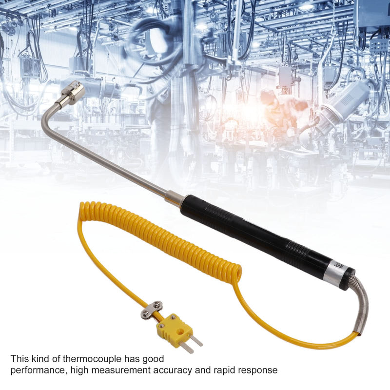[Australia - AusPower] - K Type Thermocouple Probe Handheld Surface Temperature Sensor with Insulated Handle for Fast Accurate Industrial Temperature Testing(Curved Shank thermocouple) 