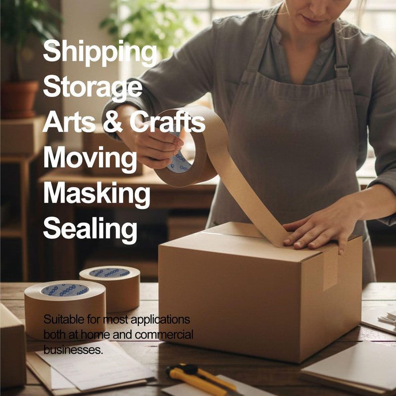 Buhbo Brown Kraft Paper Packing Tape, Heavy Duty Moving Tape for Box & Carton Shipping, Sealing, Masking Craft Tape, 2 inch x 55 Yards (2 Roll Pack)
