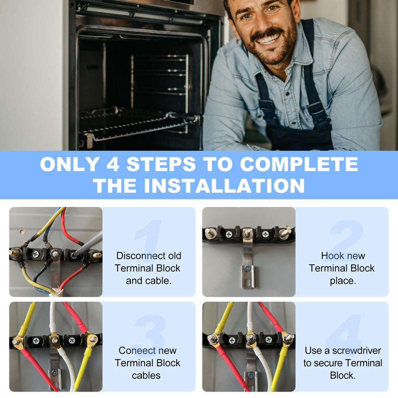 [Australia - AusPower] - W10245259 0306379 Electric Range Terminal Block Compatible with Whirlpool,10pcs Heat Shrink Tube and 5pcs O-Type Cable Terminal 