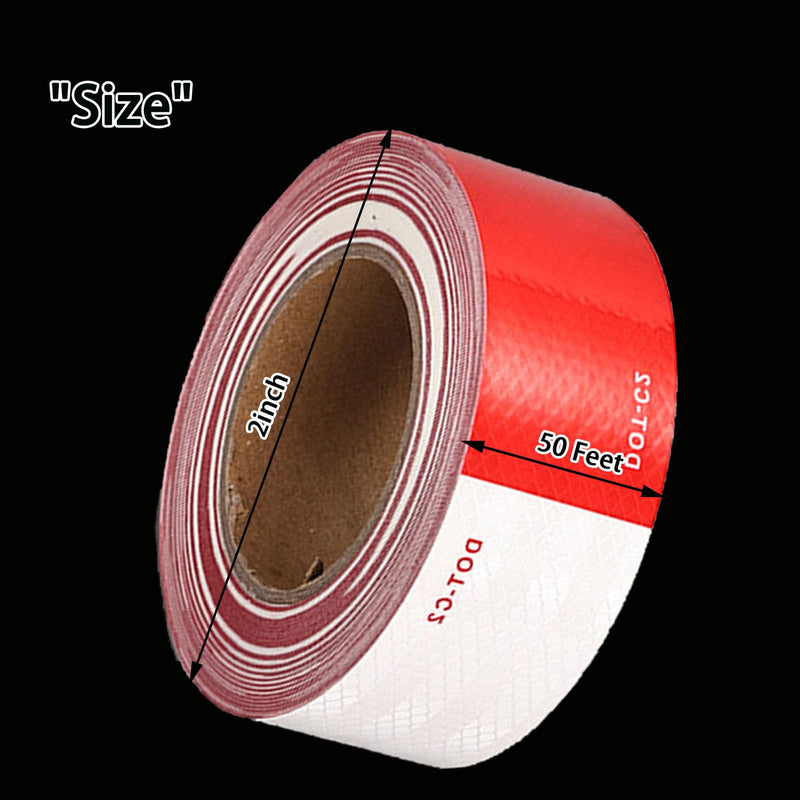 DOT-C2 Reflective Tape 2 Inch x 50 Feet Red White Reflective Tape Outdoor Waterproof Conspicuity Strong Adhesive Reflector Tape Warning Safety Tape for Vehicles Trailers Boats Signs