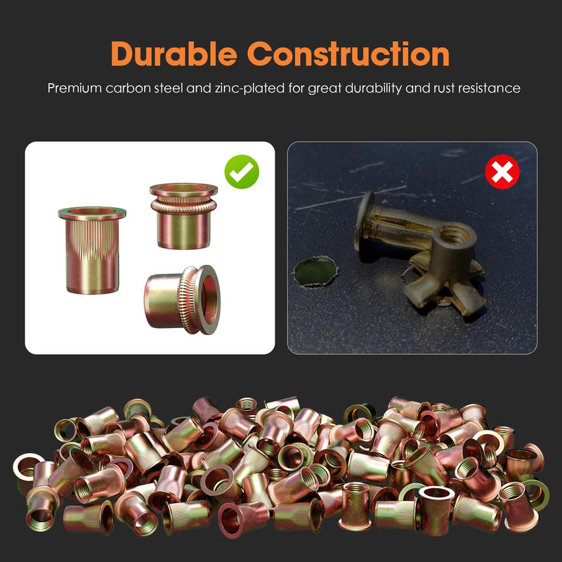 [Australia - AusPower] - Rivet Nut, M5 Metric Rivnut - Flat Head Nutserts, Zinc Plated Carbon Steel Knurled Body Threaded Insert Nuts, 100 Pieces M5(100pcs) 
