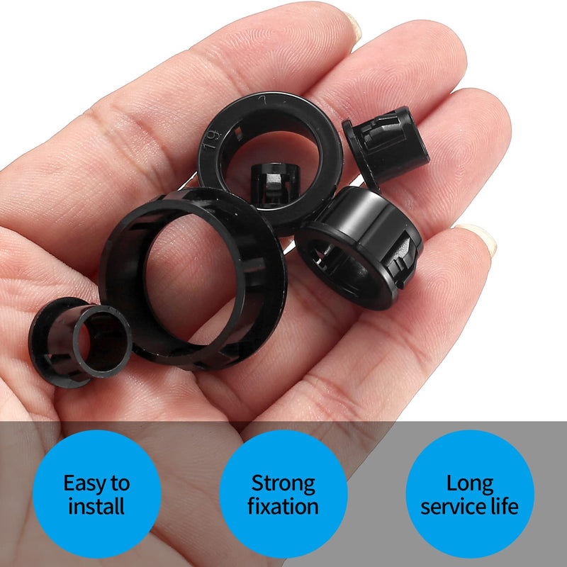 [Australia - AusPower] - 170 Pcs Cable Snap Bushing Grommets, Black Round Nylon Snap in Cable Grommet Protector, 5/16" 3/8" 1/2" 5/8" 3/4" 1" Cable Snap Hole Plugs Locking Bushing Assortment Kit 