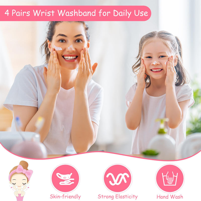 [Australia - AusPower] - Chuangdi 4 Pairs Wrist Bands for Washing Face Wrist Spa Microfiber Wash Towel Band Scrunchies Absorbent Wristbands Sweatband for Women Prevent Liquid from Spilling Khaki, Beige 