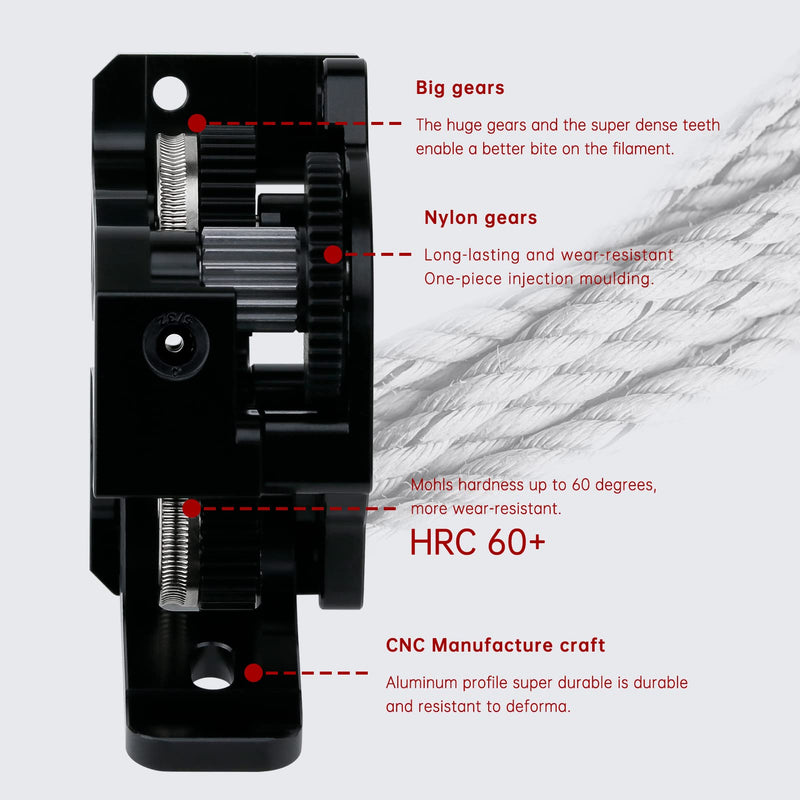 HGX-LITE Extruder All Metal Hardened Steel Reduction Gear Extruder 3D Printer Parts,Upgraded Big Gear POM Material Drive for Vorn 2.4V0 Ender 3 CR-10 CR10S 3D Printer