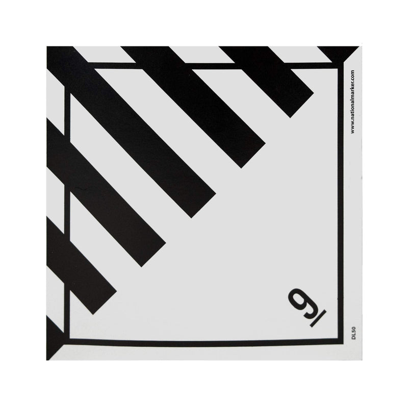 NMC DL50AL 9 Placard Label - [Roll of 500] 4 in. Square Pressure Sensitive Paper DOT Shipping Label with Black Text on White Base