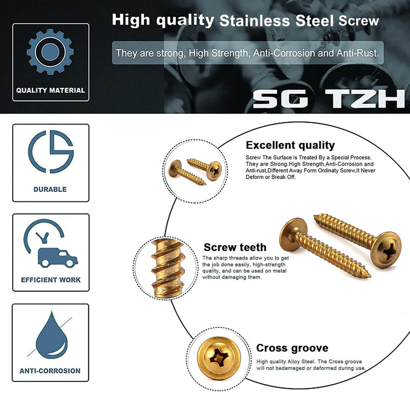[Australia - AusPower] - #8 x 1" Wood Screw 100Pcs Alloy Steel Standard Thread Truss Head Fast Self Tapping by SG TZH #8 x 1" 100 