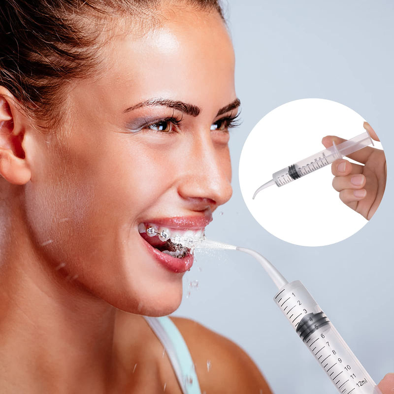 WLLHYF 5 Pack Dental Syringes 12ml Dental Irrigation Syringe | With curved tip and measure scale, wisdom teeth syringe, irrigation syringes, for oral dental care cleaning