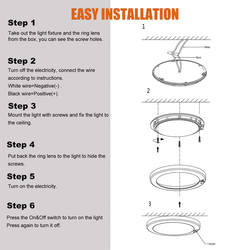 [Australia - AusPower] - Facon 5" LED RV Interior Dome Light - 3Pack12V Surface-Mount Puck Light with Switch & Night Blue Indicator, 420LM Warm White (3400K), Ideal for RVs, Motorhomes, Campers, Marine Vehicles 3Packs, 3400K Warm White 