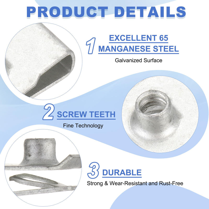 [Australia - AusPower] - PATIKIL U-Style Clip-On Nut, 30 Pack M5-0.8 Regular Extruded U-Nut U-Type Fasteners Hardware Nuts 304 Stainless Steel for Automotive Metal Cars Motorcycles, Silver 