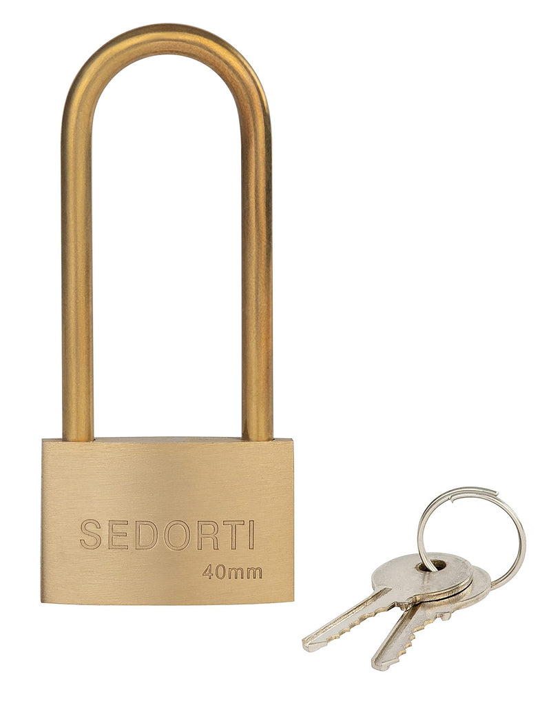 [Australia - AusPower] - Weather Proof Lock, Solid Brass Padlock with Brass Long Shackle, 1-1/2" WIde, Marine Padlock 1 Pack 