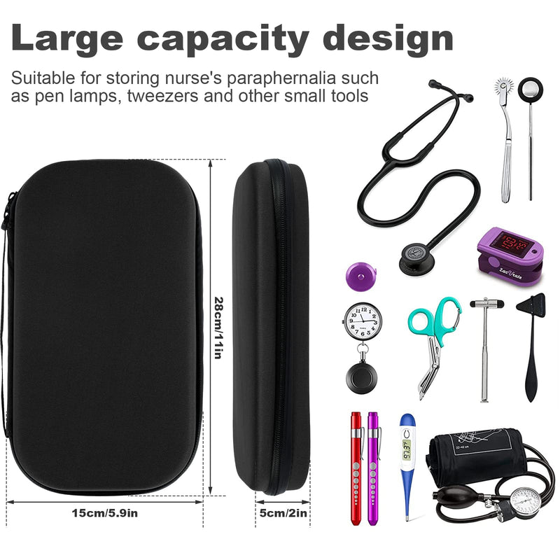 [Australia - AusPower] - Stethoscope Case Bag,Shockproof Stethoscope Carrying Case, Portable Lightweight Stethoscope Storage Bag for Nurses Doctors Travel Black 