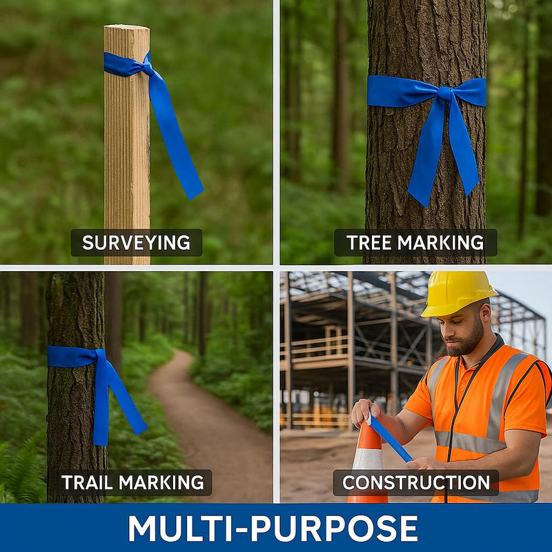 SINGHAL 5 Pack Red Flagging Tape, 1" x 750 ft Length – Highly Visible Survey Tape for Marking & Barricading | Non-Adhesive Trail & Tree Marking Tape