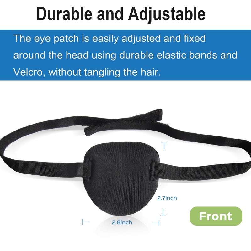 [Australia - AusPower] - 2 Pcs Eye Patches for Adults and Kids,3D Adjustable Eyepatch for Right or Left Eye,One Eye Cover for Lazy Eye,Pirate Costume(Black) 