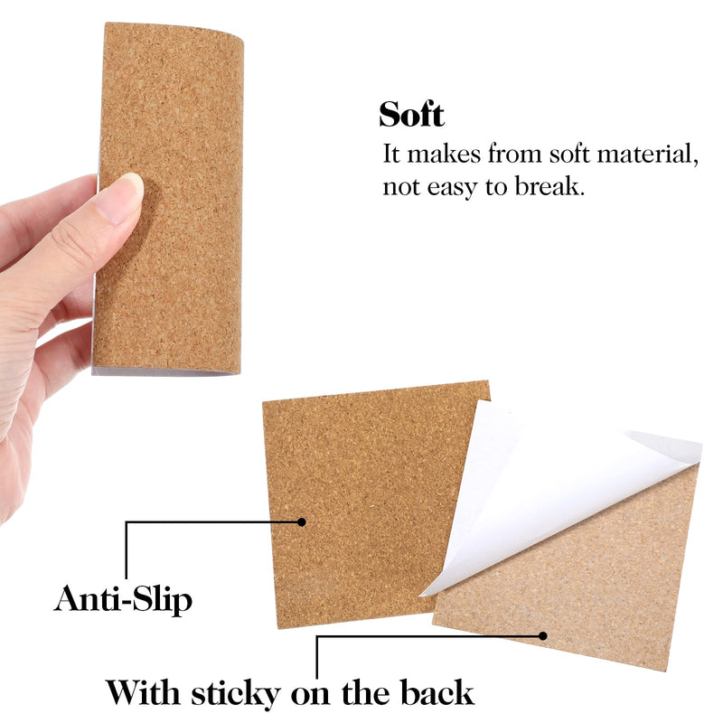 15 PCS Adhesive Cork Sheets 1mm Thick 4"X 4" Cork Sheets with Adhesive Backing for DIY Coasters Crafts Wall Decor Coffe Crafts Insulation Wedding Party