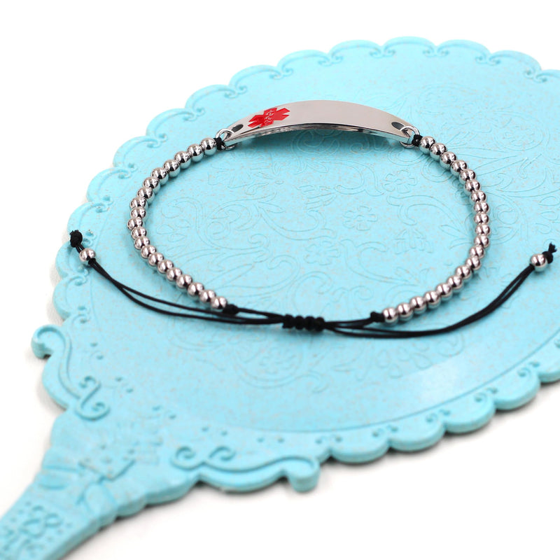 Uloveido Customised Pink Medical Alert ID Bracelet Custom Laser Engraved Adjustable Bracelet for Girls Women Emergency First Aid Bracelet Y4301 Y4301-Red-Blood