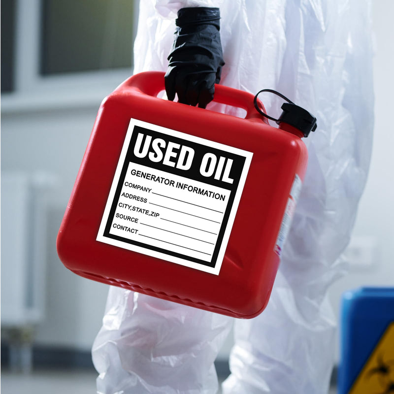 [Australia - AusPower] - Harloon 100 Pack Adhesive-Poly Vinyl Hazardous Waste Label 6 x 6 Inches Used Oil Label, Black and White Hazardous Material Stickers for Industrial, Chemical Safety Compliance(Information Style) Information Style 