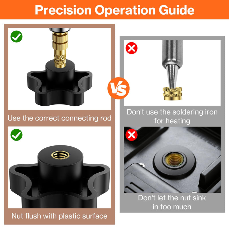 Preciva M3 Threaded Inserts Set, 360Pcs Heat Set Bolts Nuts with M3 Insert Tip and 60W Digital Soldering Iron, for 3D Printer Parts or Plastic Parts