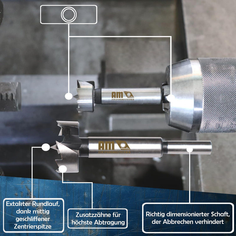[Australia - AusPower] - AM-Zerspanungstechnik Forstner Drill Bit Diameter 16 | Professional Wood Drill | Branch Hole Drill | Hinge Hole Drill | Pot Drill - 16 mm 