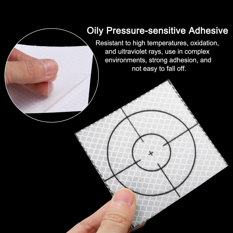 HARFINGTON 30pcs Survey Reflector Sheets 80mm x 80mm Self-Adhesive Surveying Target Mark Sticker Total Station Reflective Sheet Tape for Ship Inspection Tunnel Measure, Silver 30