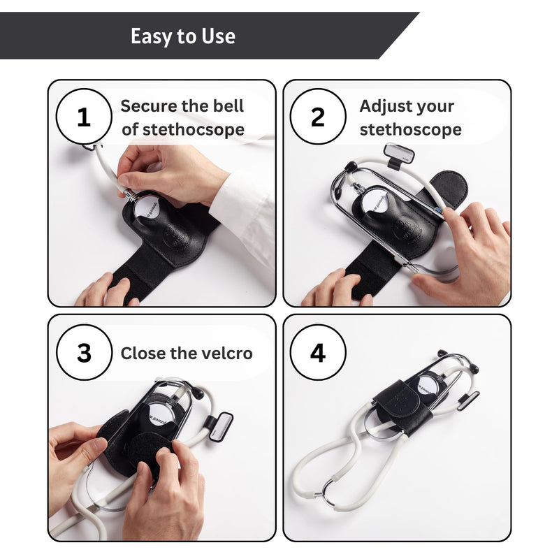 [Australia - AusPower] - Vandro StethoClip - Genuine Leather Stethoscope Holder for 3M Littmann & Most Stethoscopes - Quick Hip Access Holster - Stethoscope Holder Hip Clip for Physicians, EMTs, Nurses & Students 