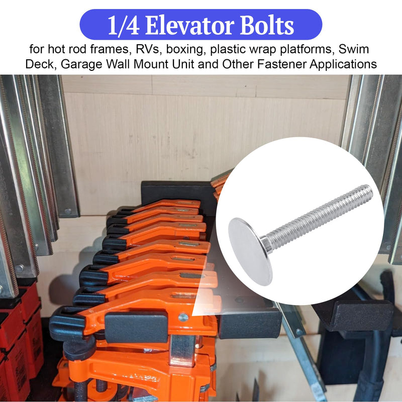 [Australia - AusPower] - 1/4-20 x 2 Elevator Bolts, Zinc Plated Flat Head Elevator Bolts for Roll-Up Doors, Garage Hardware & Industrial Fasteners, Part #01497323964-20 Piece 