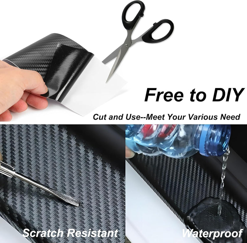 Lypumso Carbon Fiber Vinyl Tape with Tools Kits, Chrome Delete Vinyl Wrap for Blackout Car Door Edge Guard Door Sill Window Trim Protector (3D Black, 5in x 30ft)