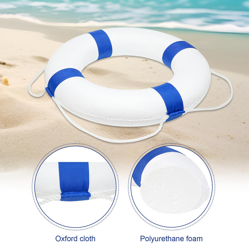 Pool Life Ring Buoy Life Preserver Ring with Lifesaving Rope Reflective Tape Yard Wall Decoration 10.6"/19.68" Orange