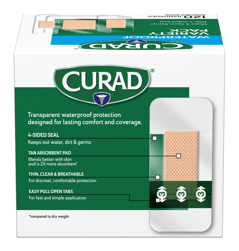 [Australia - AusPower] - Curad Waterproof Bandage Variety Pack, 3 Styles Included; Assorted Size, 120 Bandages 