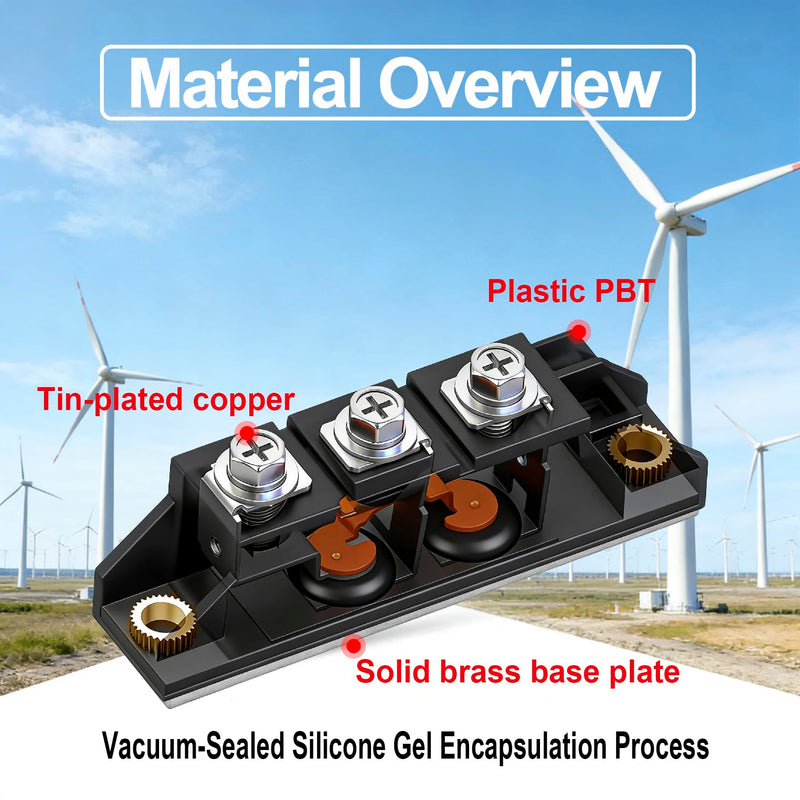 Heschen Photovoltaic Antireverse Rectifier, MDK-55, 55A 1600V, Full Wave Diode Module, Bridge Diode Rectifier Module