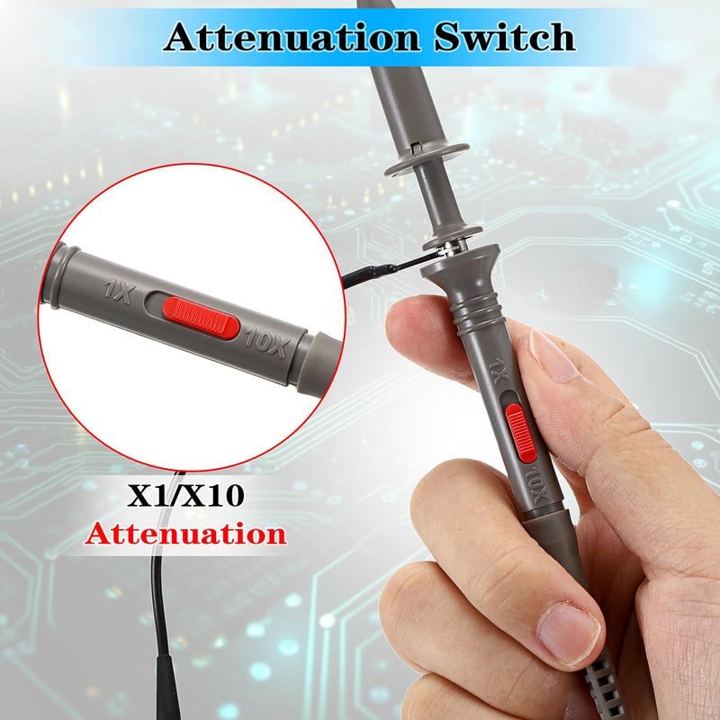 [Australia - AusPower] - Sumnacon P6100 Universal Oscilloscope Probe with Accessories Kit 2Pcs 100 MHz X1/X10 High Sensitivity Oscilloscope Clip Probes with BNC to Test Lead Kit, Mini Alligator Clip and Ground Lead 