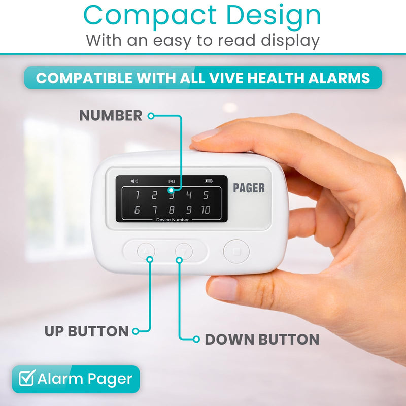 [Australia - AusPower] - Vive Wireless Caregiver Pager - Nurse Alert for Dementia Patients - Smart Portable Medical System for Caretaker - Connects to Call Button, Door, Window, Bed, Chair, Floor Alarm Pads Alert Pager 
