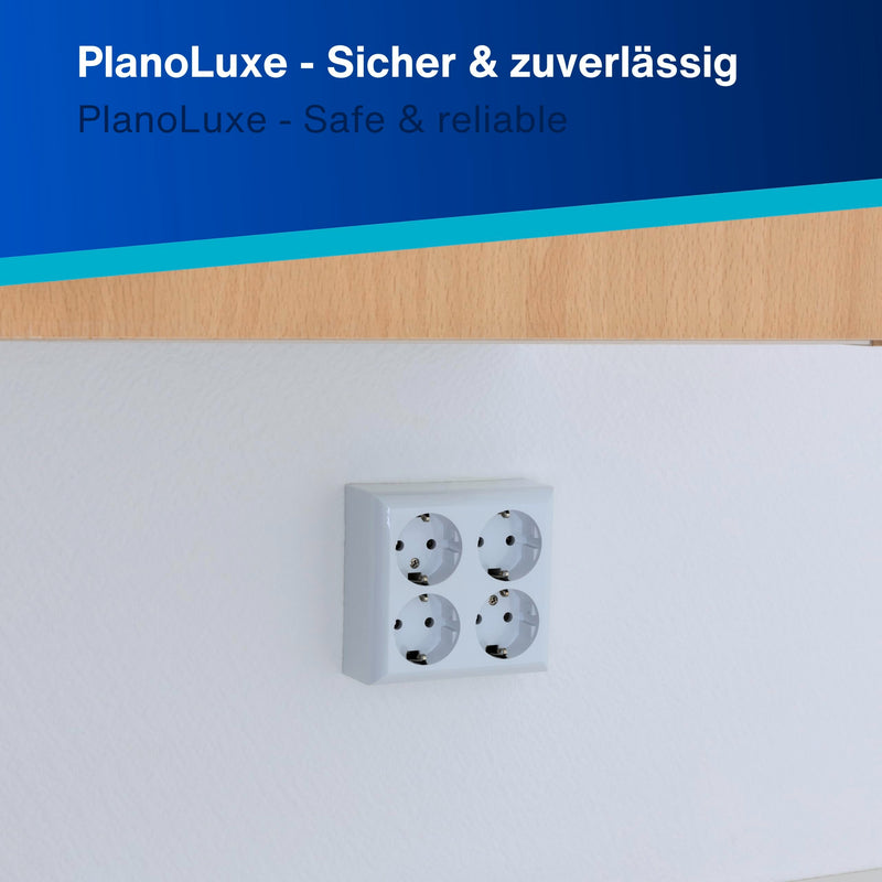 REV 0510172555 PlanoLuxe, surface-mounted socket 4-way Complete set: Frame and insert, white | Multiple socket for surface mounting, ideal for workshop and indoor use 1 x quadruple socket