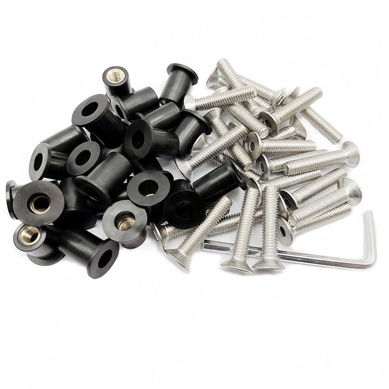 [Australia - AusPower] - 24 Pairs of M5 Neoprene Well Nut M5 x 25mm Stainless Steel Hex Socket Bolts Well Nuts Kit for Kayak Motorcycle Windscreen Accessories,Neoprene nut Contains Brass Nuts Copper nut Black 24 Pairs M5 Neoprene Well Nuts 