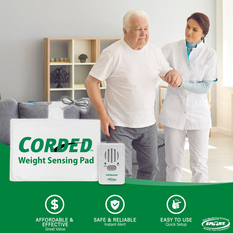 [Australia - AusPower] - Smart Caregiver Fall Prevention Monitor and Weight Sensing Chair Pad - Alerts Caregiver When They Get Up from Chair - Chair Exit Alert for Elderly - 1 Year Warranty 