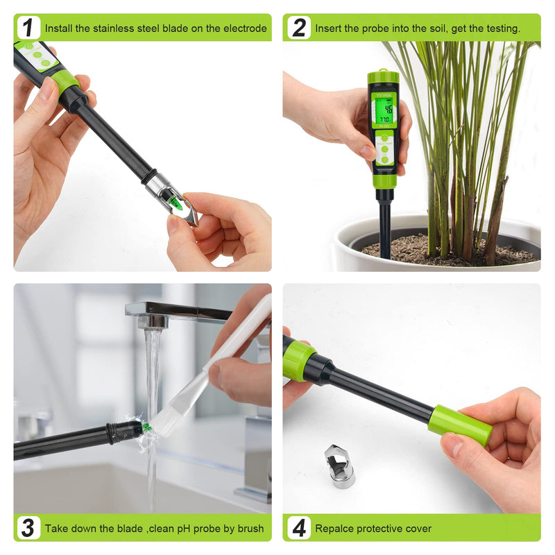 [Australia - AusPower] - YINMIK Digital Soil pH Meter for Gardeners, Soil Direct pH Tester for Plant Care, Measure pH of Solution Potting Soil Growing Media,Great for Indoor,Greenhouse,Outdoor,Garden, Lawn, Farming, Yard Use Soil pH Meter with Extra Probe 