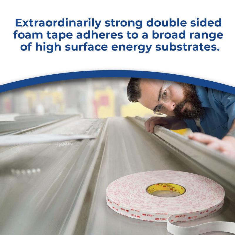 [Australia - AusPower] - 3M 4950 VHB Mounting Tape, Acrylic Foam, Permanent Bonding, Heavy Duty, White, 1 in x 5 yd, 1 Roll 