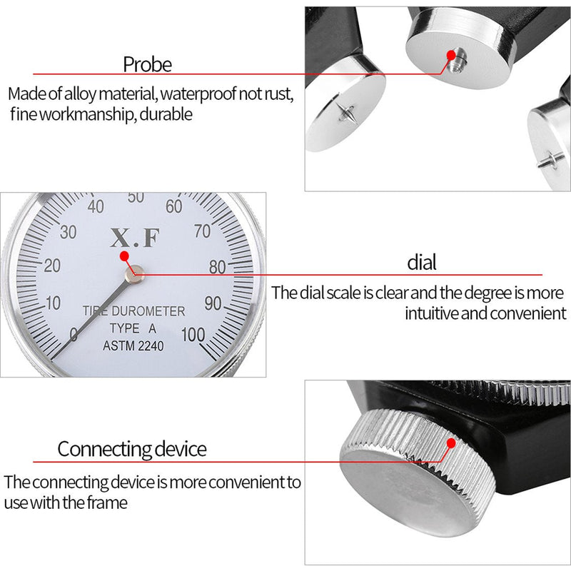 [Australia - AusPower] - Rubber Tire Hardness Tester, Shore Type D Durometer, 0-100 Scale for Hardness Measurement 