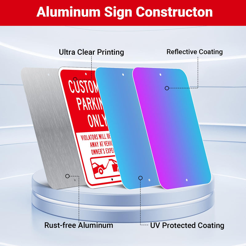 2PC Customer Parking Sign, 18"x12" Customer Parking Only Sign for Business, Violators Will Be Towed Signs, Engineer Grade Reflective Aluminum, Rust Free, Fade Resistant, UV Protected, Easy Mounting