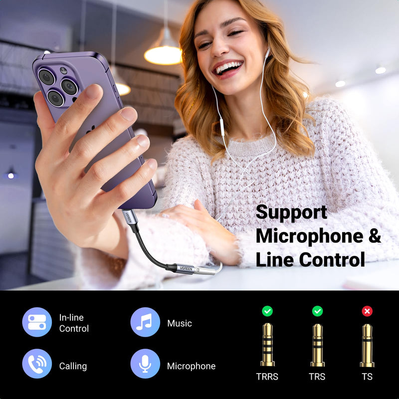 [Australia - AusPower] - UGREEN Headphone Adapter Lightning to 3.5mm Adapter Apple MFi Certified Aux Audio Jack Dongle Compatible with iPhone 14 Pro Max/14 Plus/13 12 Pro Max/SE/11 Pro Max/XS, Grey 