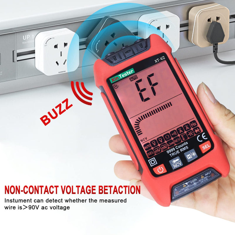 [Australia - AusPower] - Xin Tester Digital Multimeter, 9999 Counts TRMS Auto-Ranging Voltmeter, Accurately Measures AC/DC Amp Ohm Voltage Meter Capacitance Frequency Diode with Backlight Flashlight FS2202 