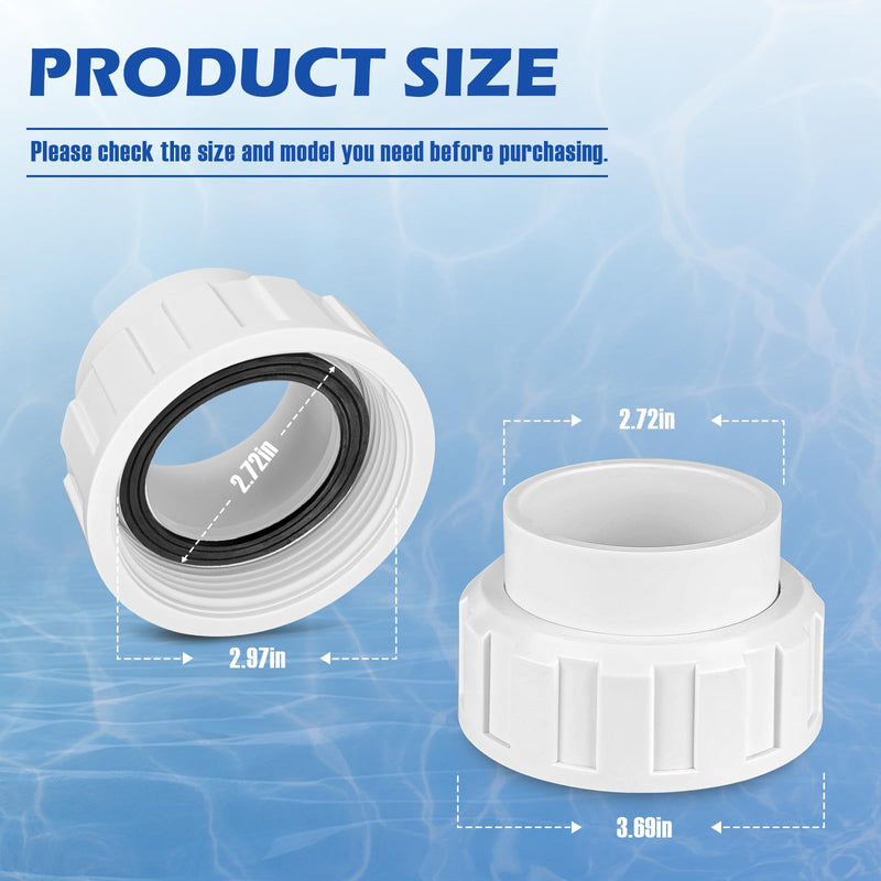 Salt Cell 2" Union Replacement for Goldline Hayward Salt Chlorine Generators, GLX-Cell-Union 2-Inch Pump Union for Hayward Salt Cell, Pool Part for Spa Pump Connections, 2 Pack